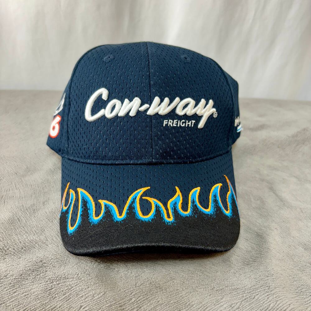 Con-way Freight Racing Hat Cap Strapback Adj Navy Blue Flames 2008 Colin Braun